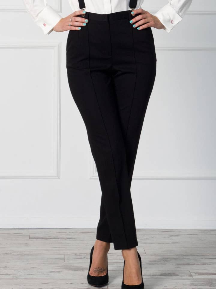 Pantaloni a sigaretta neri a vita alta per la vendita all'ingrosso da parte di TAVROVSKA