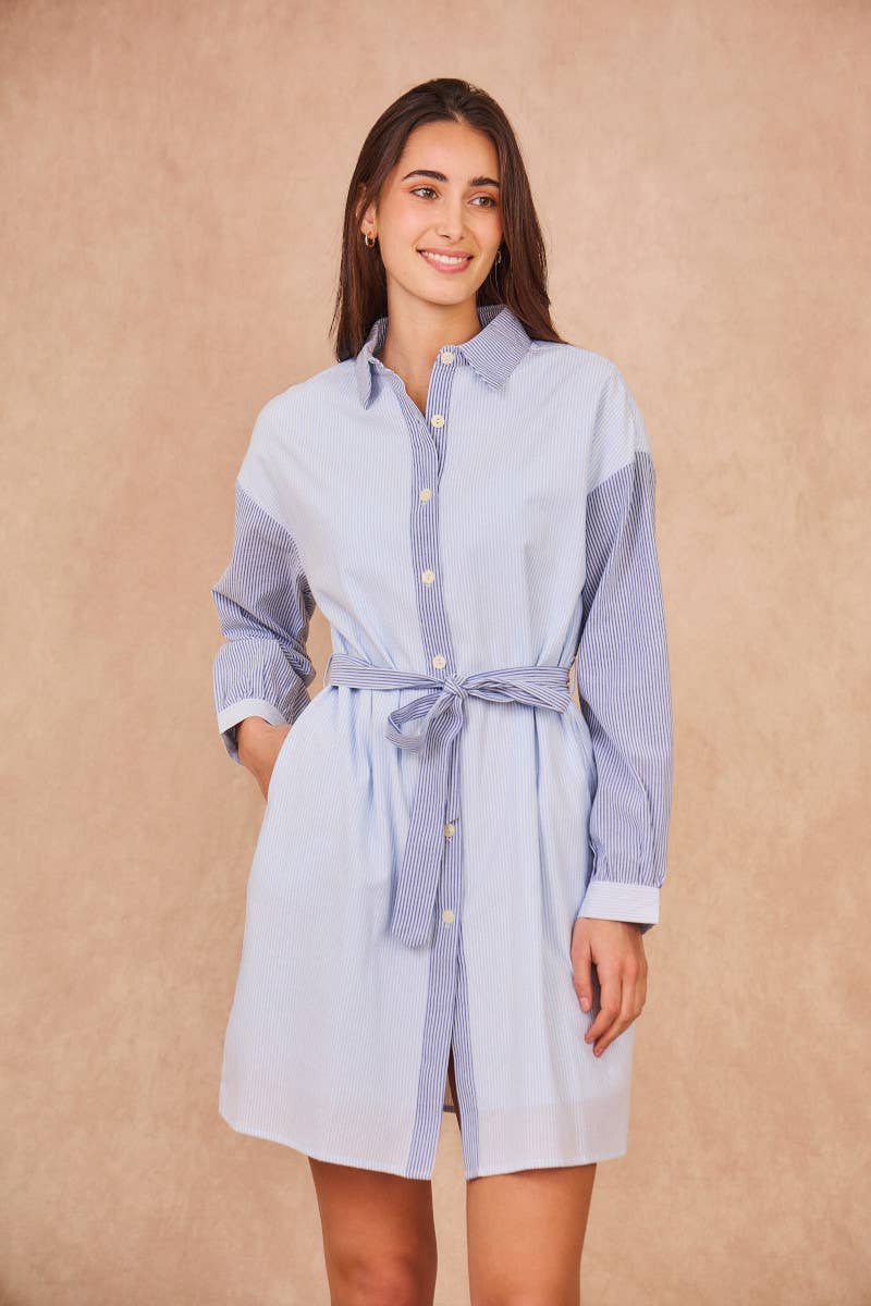 Calie Paris - Vendita all'ingrosso Vestito - Donna - DENISETTE Vestito camicia a righe – Chic senza sforzo10