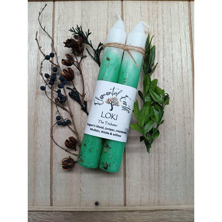 Loki Herbal Intention 6 inch candles for wholesale by Elemental Earth Shop
