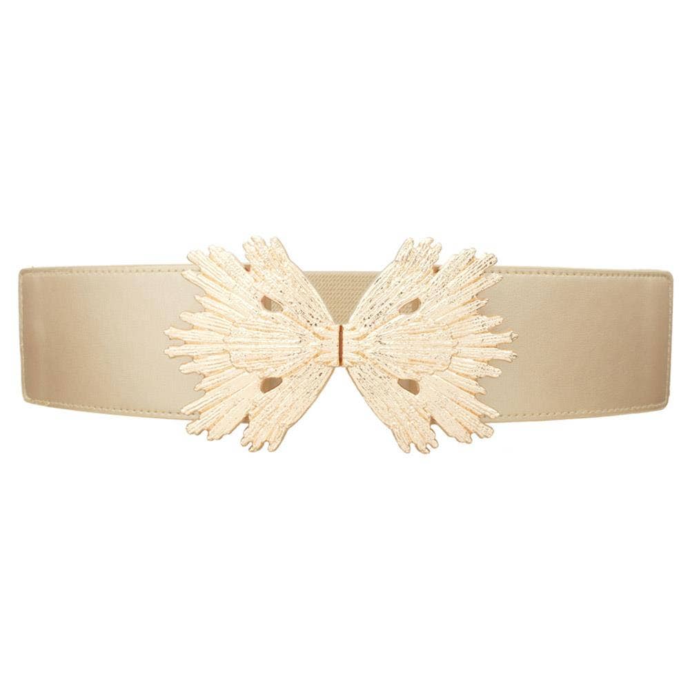 Oblige by G - Wholesale Belt - Women's - Plus Size Gold Bow Elastic Waist Belt  IE-60025PLUS1