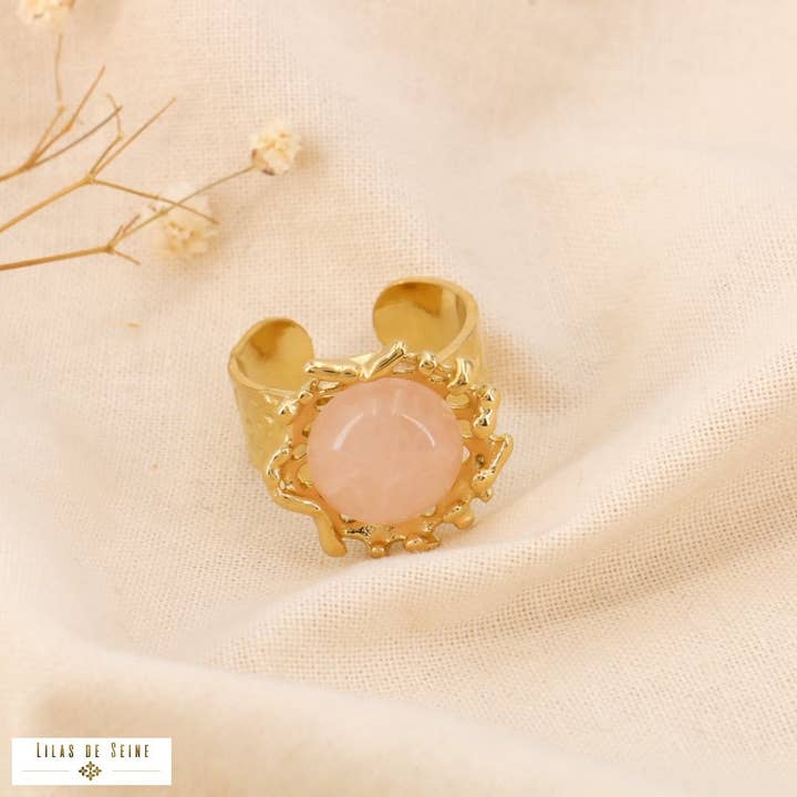 Lilas de Seine - Wholesale Cocktail/Statement Ring - Stainless steel stone crown ring 0424059