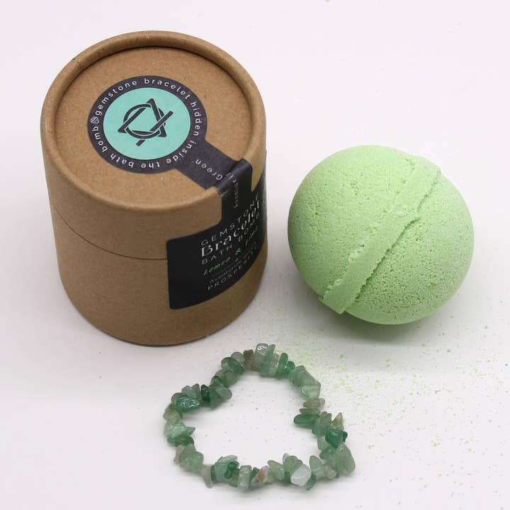 Bath bomb with green aventurine bracelet for wholesale by Cristaux & Bien-Être