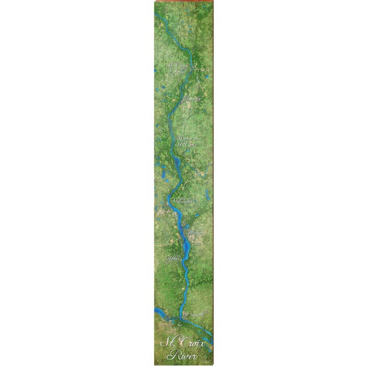 Carte couleur de la rivière Sainte-Croix | Impression murale sur bois véritable pour la vente par Mill Wood Art