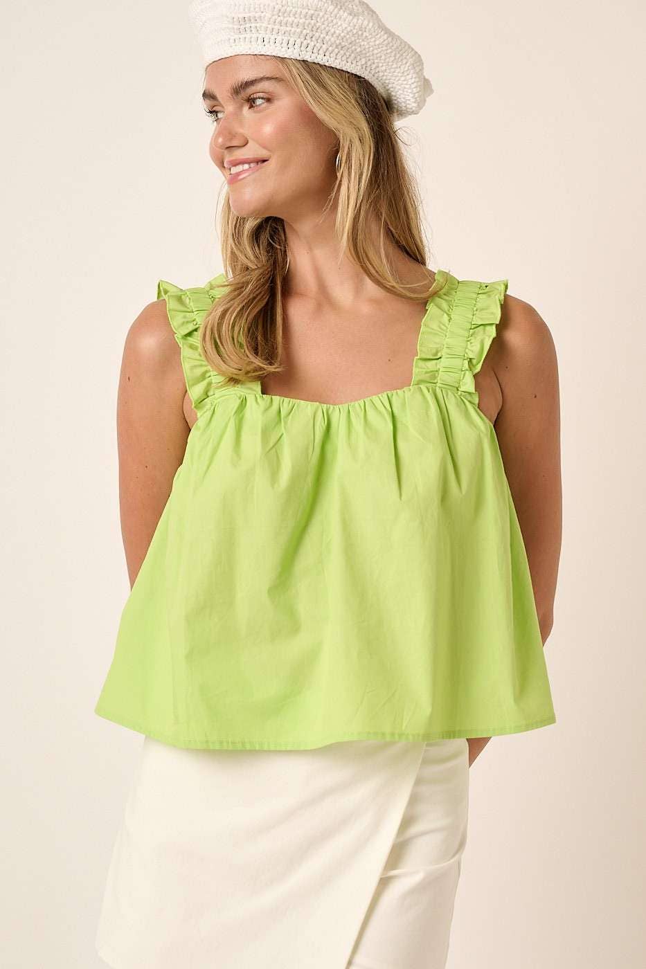 mittoshop - Wholesale Blouse - Women's - M15167-SEMI SWEETHEART NECK RUFFLE CROP TOP16