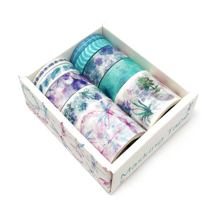 Teal & Purple Floral Washi Tape Set (10 rolls) for wholesale by Allydrew