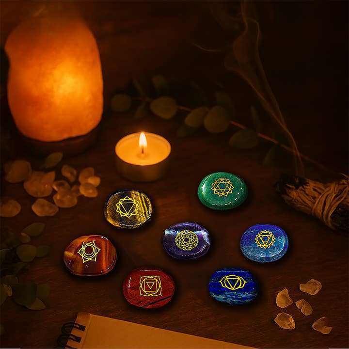 Deep Healing Light - Wholesale Spiritual Stone/Crystal - Chakra Stones, Engraved Symbols - Reiki Healing - Polished