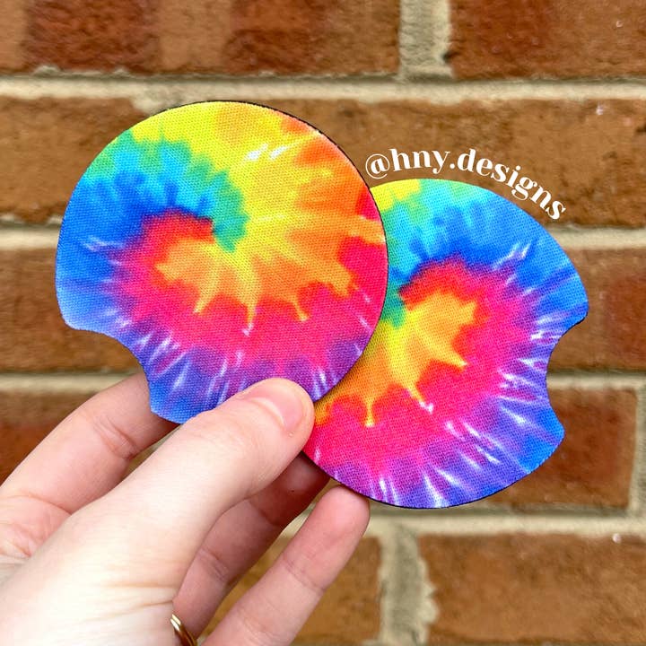 Tie Dye Car Coaster Set for wholesale by Honey Designs