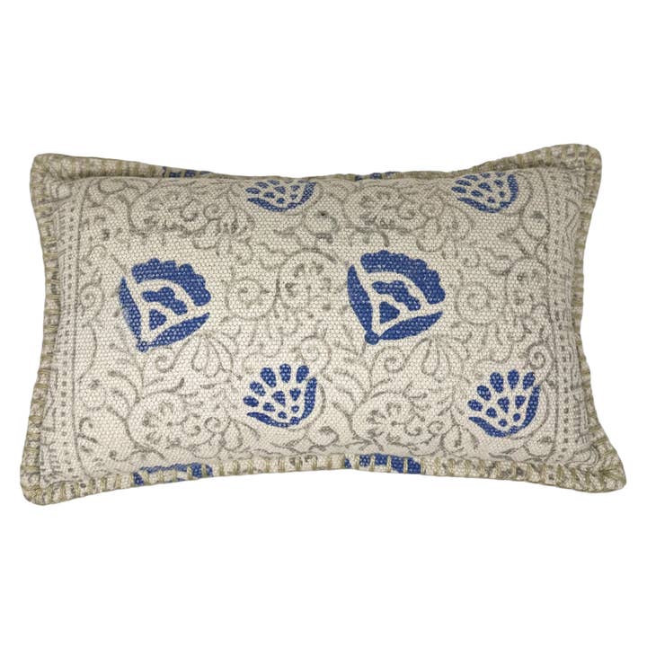 Cuscino lombare con fiori blu reale e vite grigia, 30,5 x 50,2 cm per la vendita all'ingrosso da parte di Asia West