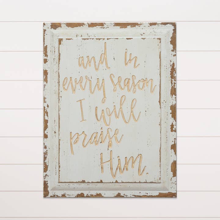 Audrey's Home & Gift - Wholesale Bord/bordje - Carved Sign - Praise Him (PC)