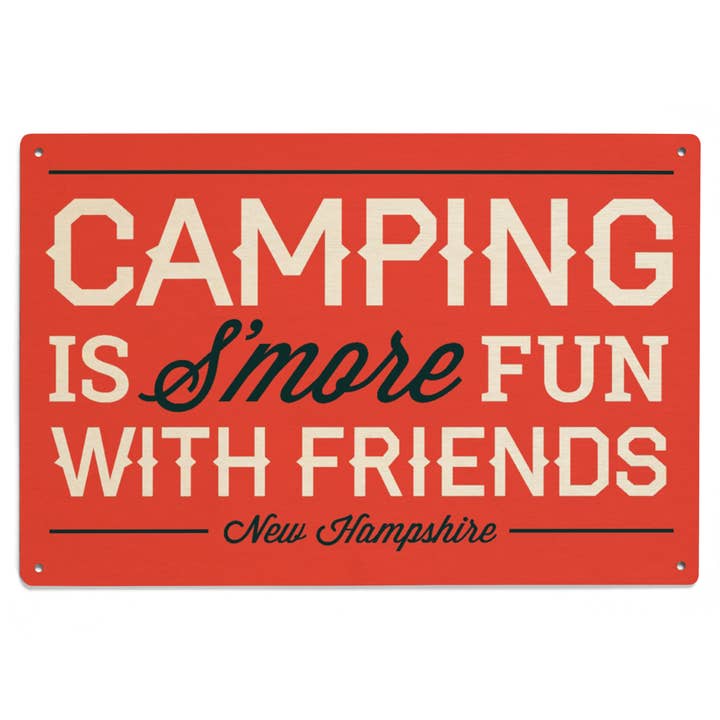 WOOD SIGN ART New Hampshire, Camping is S'more Fun for wholesale by Lantern Press