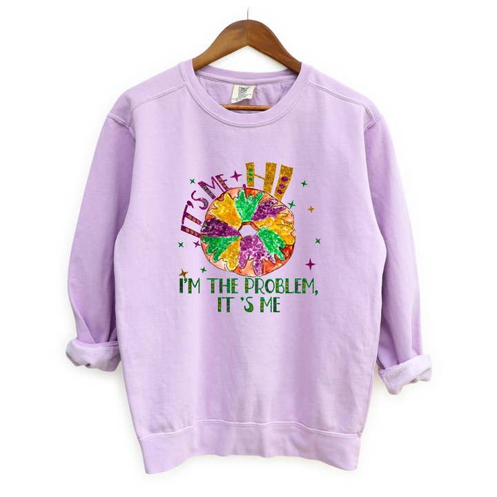 Faux Glitter Mardi Gras King Cake Comfort Colors Sweatshirt for wholesale by Gia Gifts Boutique