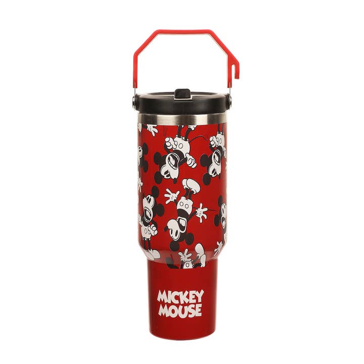 Disney Mickey Mouse All-Over Character Print Red 40 Oz Stainless Steel Water Bottle for wholesale by Bioworld Merchandising