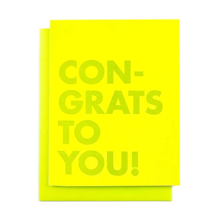 Monochromatic "Congrats to You!" Risograph Card for wholesale by Next Chapter Studio