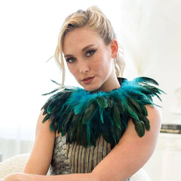 Rooster Coque Feather Cape - Dark Turquoise for wholesale by Zucker Feather Products