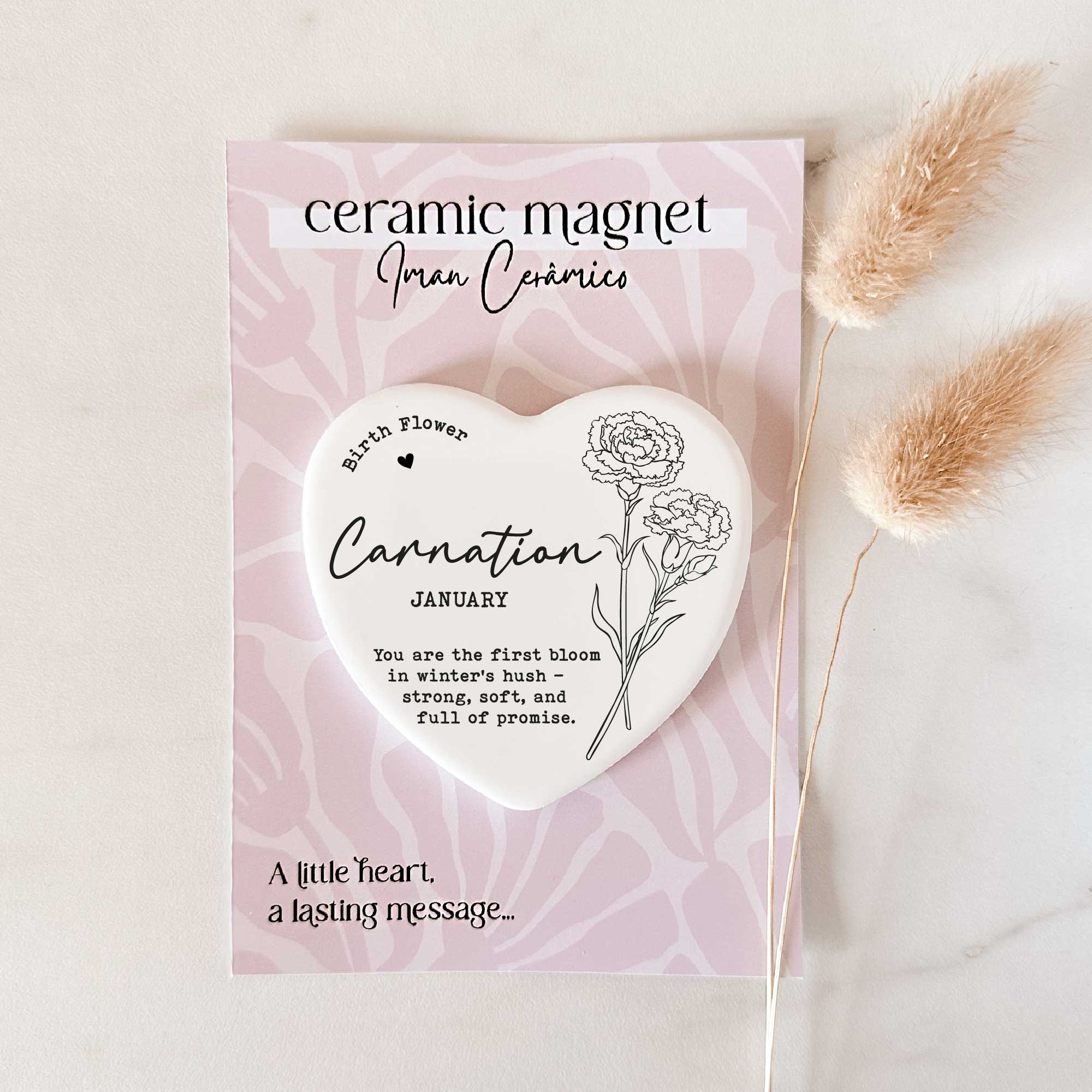 Tsuki Box - Wholesale Magnet - Íman de Flor de Nascimento – Cravo - Janeiro | Coração de Cerâmica1