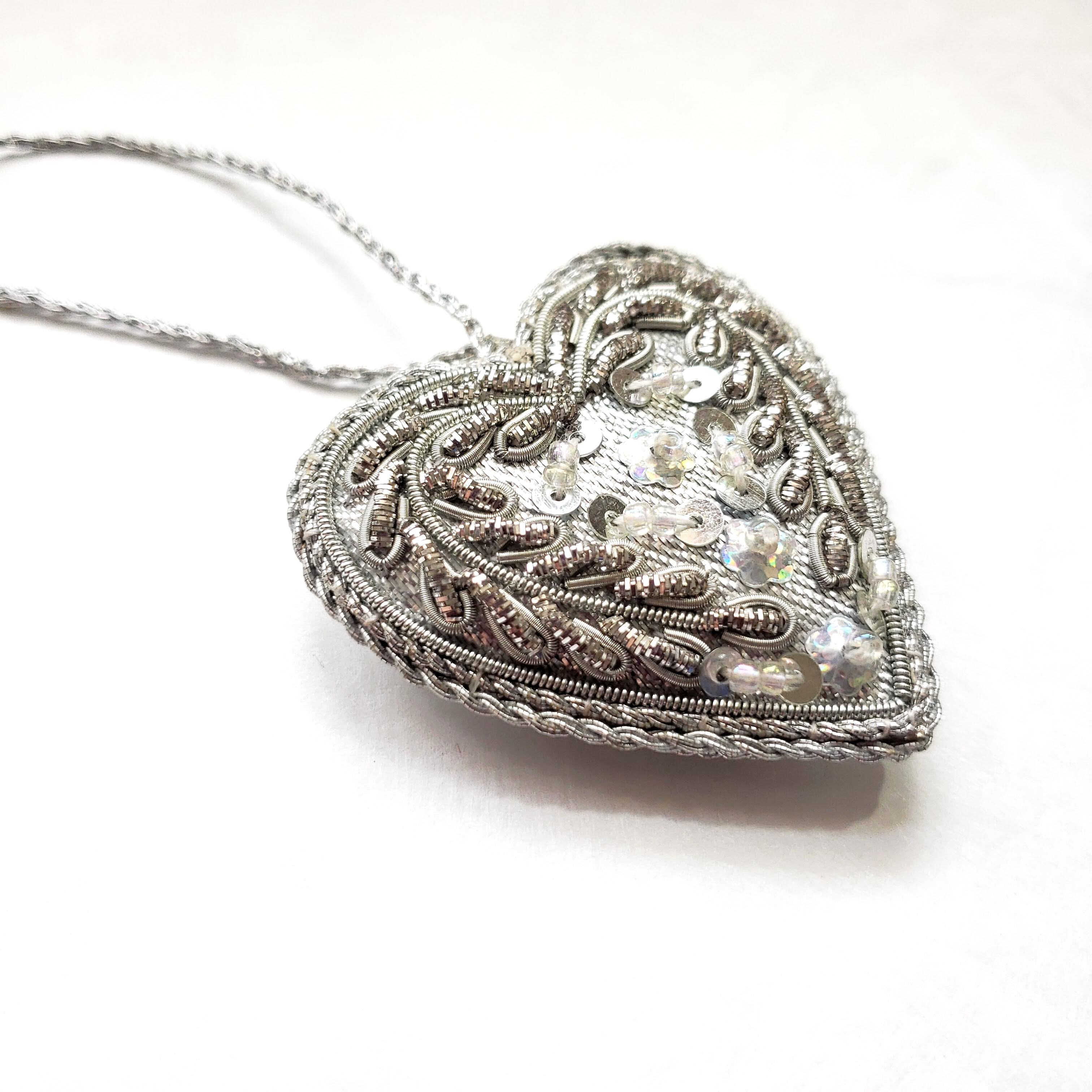 BoutiqueByMariam - Wholesale Ornament Set - Handmade Silver Heart Ornament Set of 32