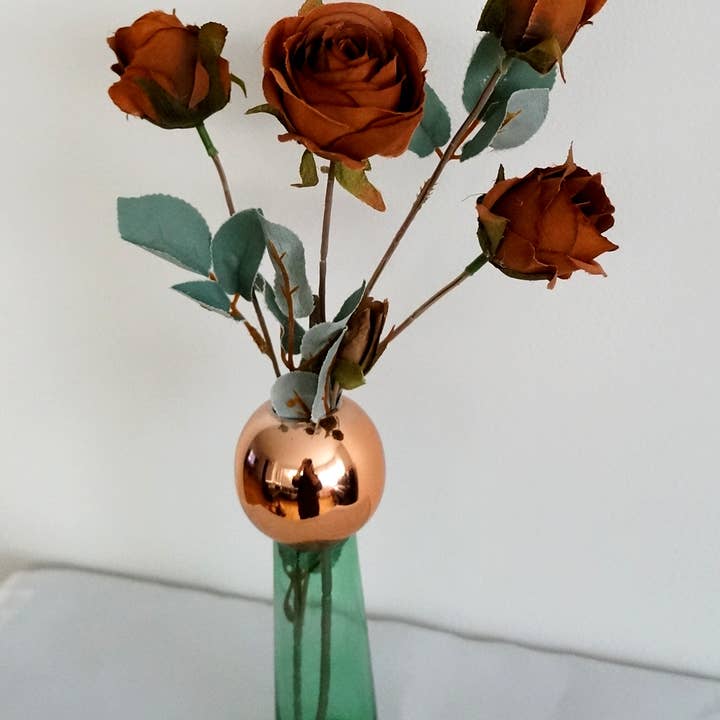 Sweet Home Deco - Venta al por mayor Flores artificiales - Rosa de seda en aerosol individual de 25 pulgadas, decoración de terracota para el hogar y la boda
