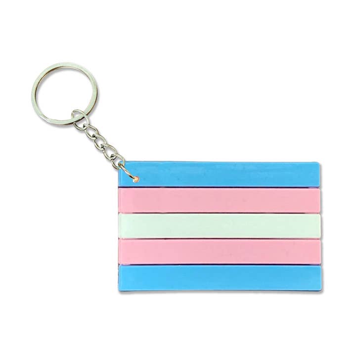 Transgender Pride Flag Silicone Keychains for wholesale by The Awareness Company