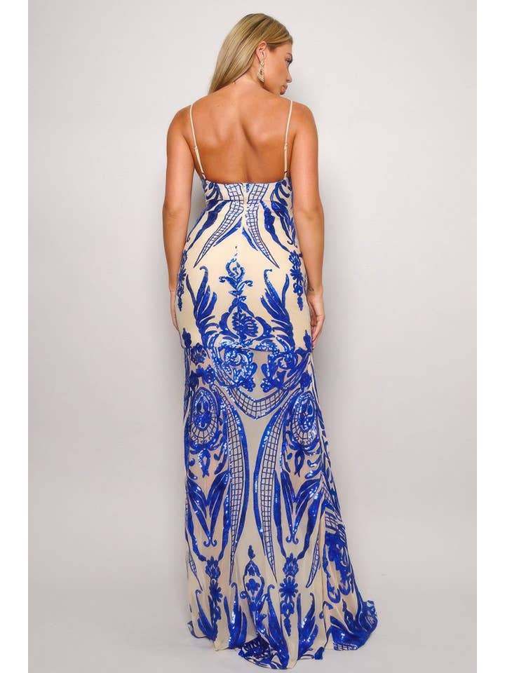 CC Wholesale Clothing - Wholesale Dress – Women's - Spaghetti Strap Art Deco Sequins Maxi Dress13