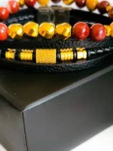 Juego de pulsera de ópalo africano para hombre para venta al por mayor de L. Styles, LLC