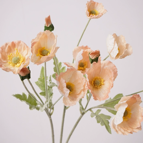 Sweet Home Deco – Flores artificiais por atacado – Flor de Papoula Toque Real 61 cm, Haste Única, Rosa/Branco5