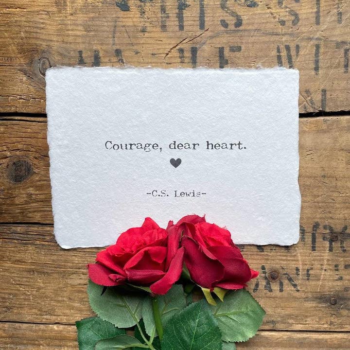 Courage, dear heart quote by C.S. Lewis print for wholesale by Alison Rose Vintage