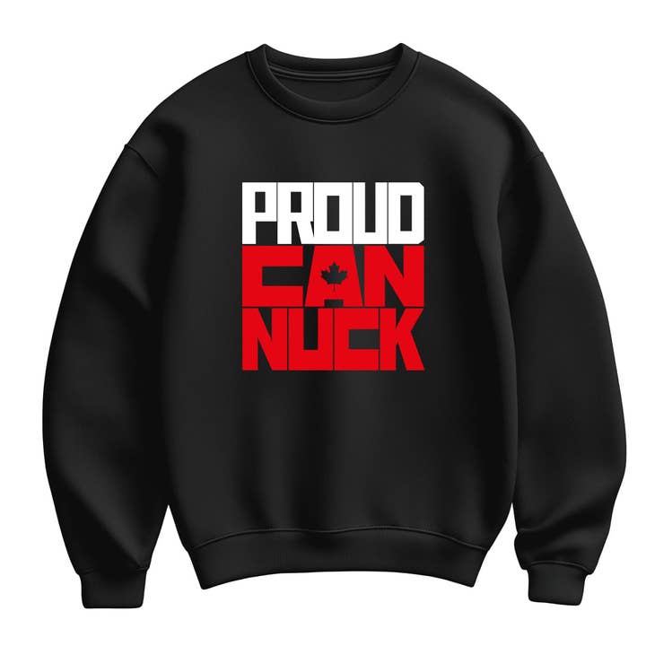 Proud Canuck Unisex Black Sweatshirt for wholesale by Motiva Gifts