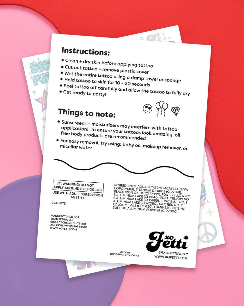 xo, Fetti - Wholesale Temporary Tattoo - Disco Glow in Dark Tattoos, Birthday5