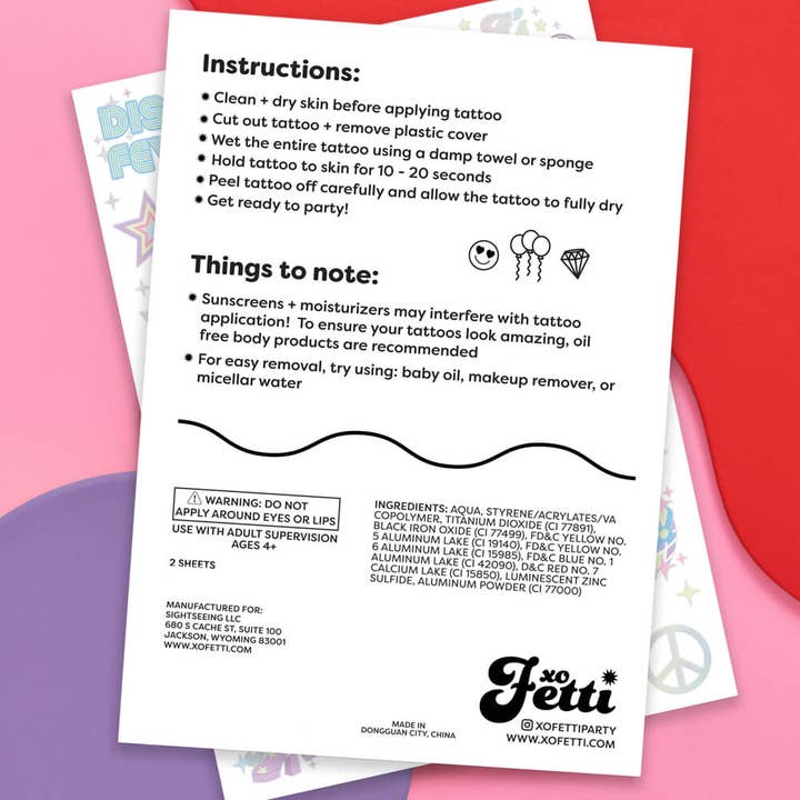 xo, Fetti - Wholesale Temporary Tattoo - Disco Glow in Dark Tattoos, Birthday5
