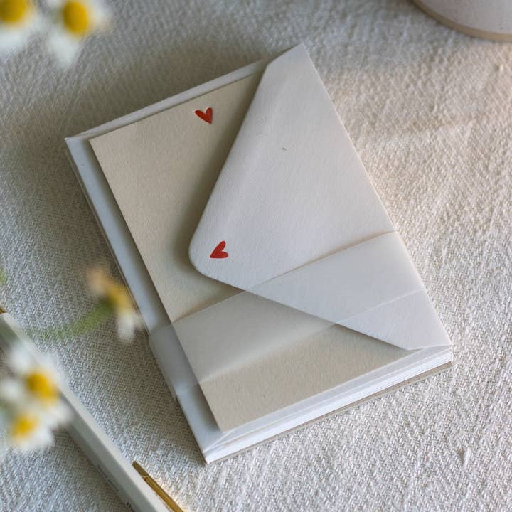 Heart letterpress note cards for wholesale by Twenty two east