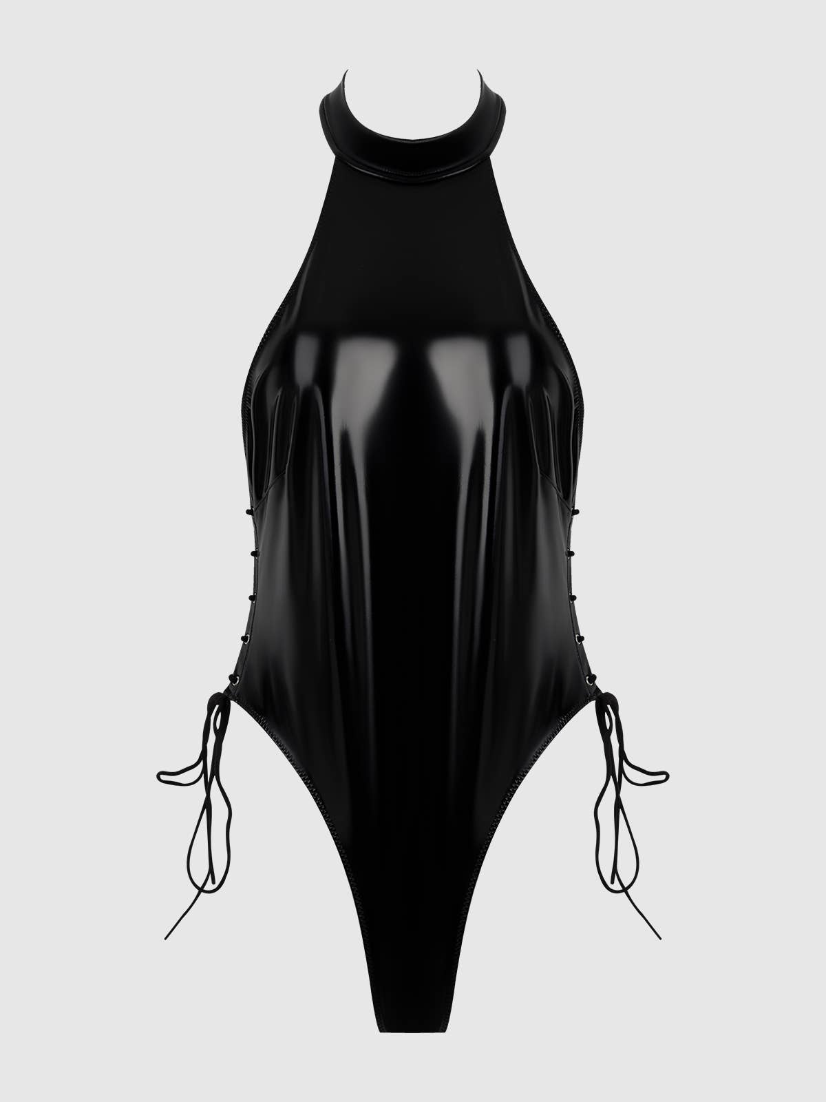 House of Desire - Wholesale Lingerie Bodysuit - Women's - TRINITY PATENT LACE UP HALTER TEDDY8