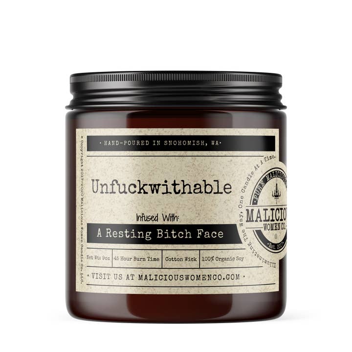 Malicious Women Candle Co - Wholesale Jar/Filled Candle - Unfuckwithable - Scent: Berry Bellini