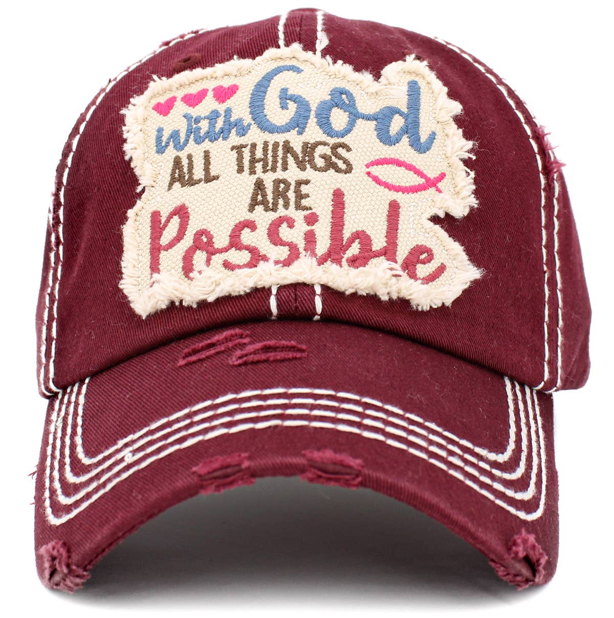 KBETHOS - Wholesale Baseball Cap - Women's - With God All Things Are Possible Vintage Ballcap1