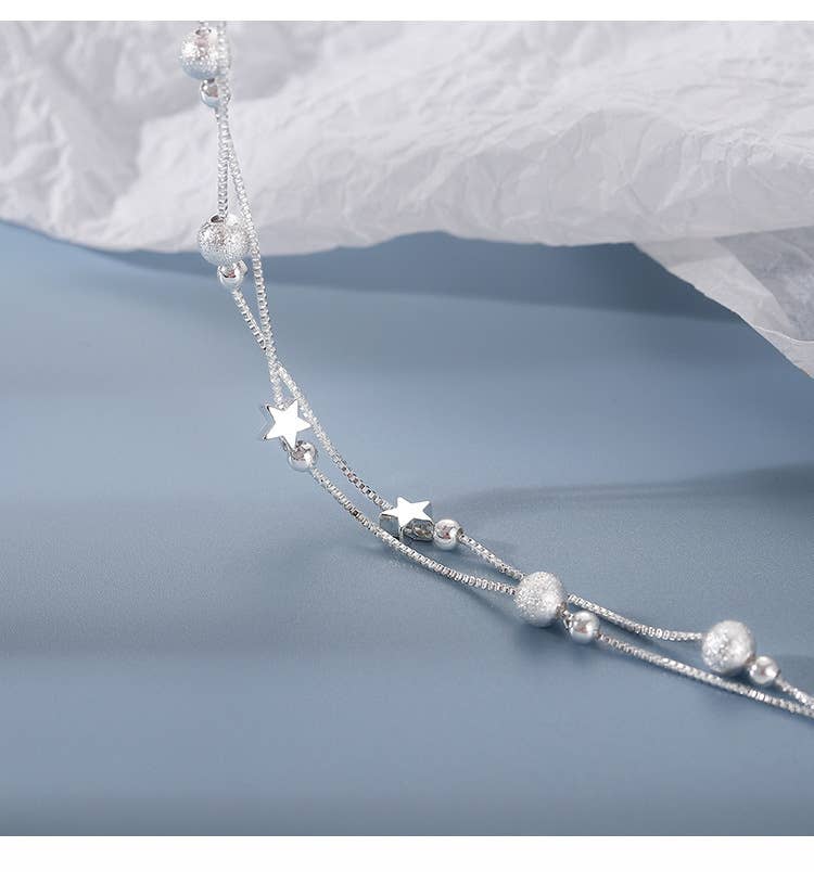 Gemscape UK - Wholesale Bedelarmbandje - Moon & Star dubbele armband van sterling zilver5