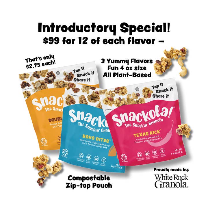 Snackola - 36 pk Introductory Special - 4 oz Pouches for wholesale by White Rock Granola