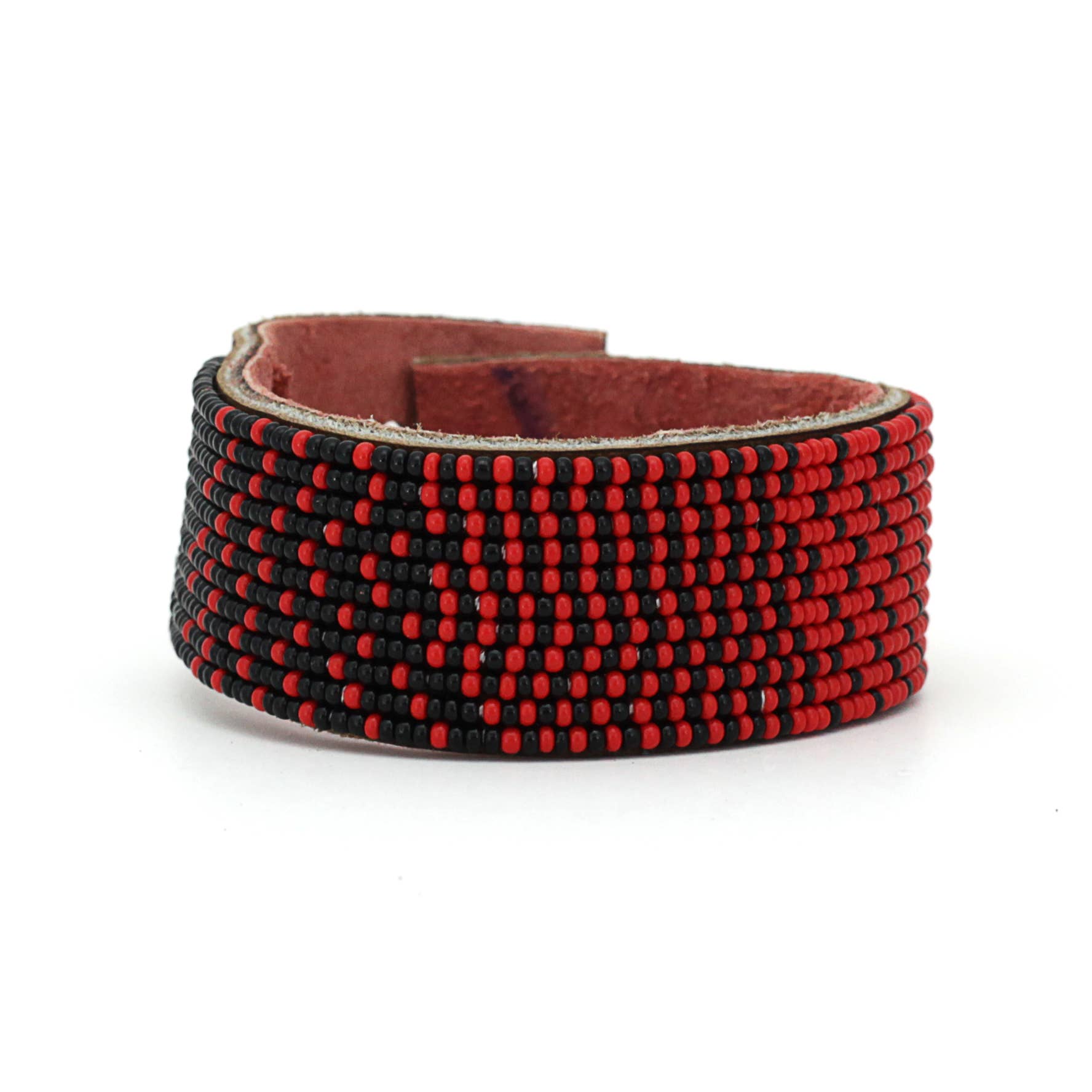 Swahili Coast - Wholesale Manchet-armband - Medium rood en zwart ombre leren manchet0