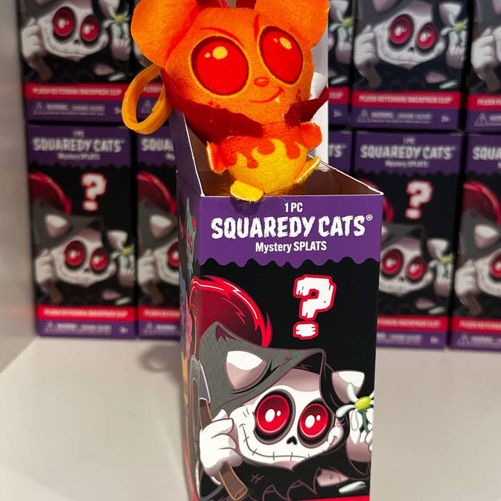 Squaredy Cats - Wholesale Keychain - Unisex - 0h_New! 10 Pack Squaredy Cats Mystery Splats Plush Keychain/Backpack Clip in mystery box SET4