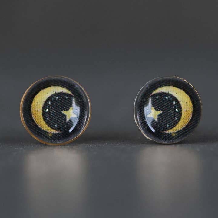 Tiny Picture Studs (Moon & Stars) for wholesale by KBD Studio