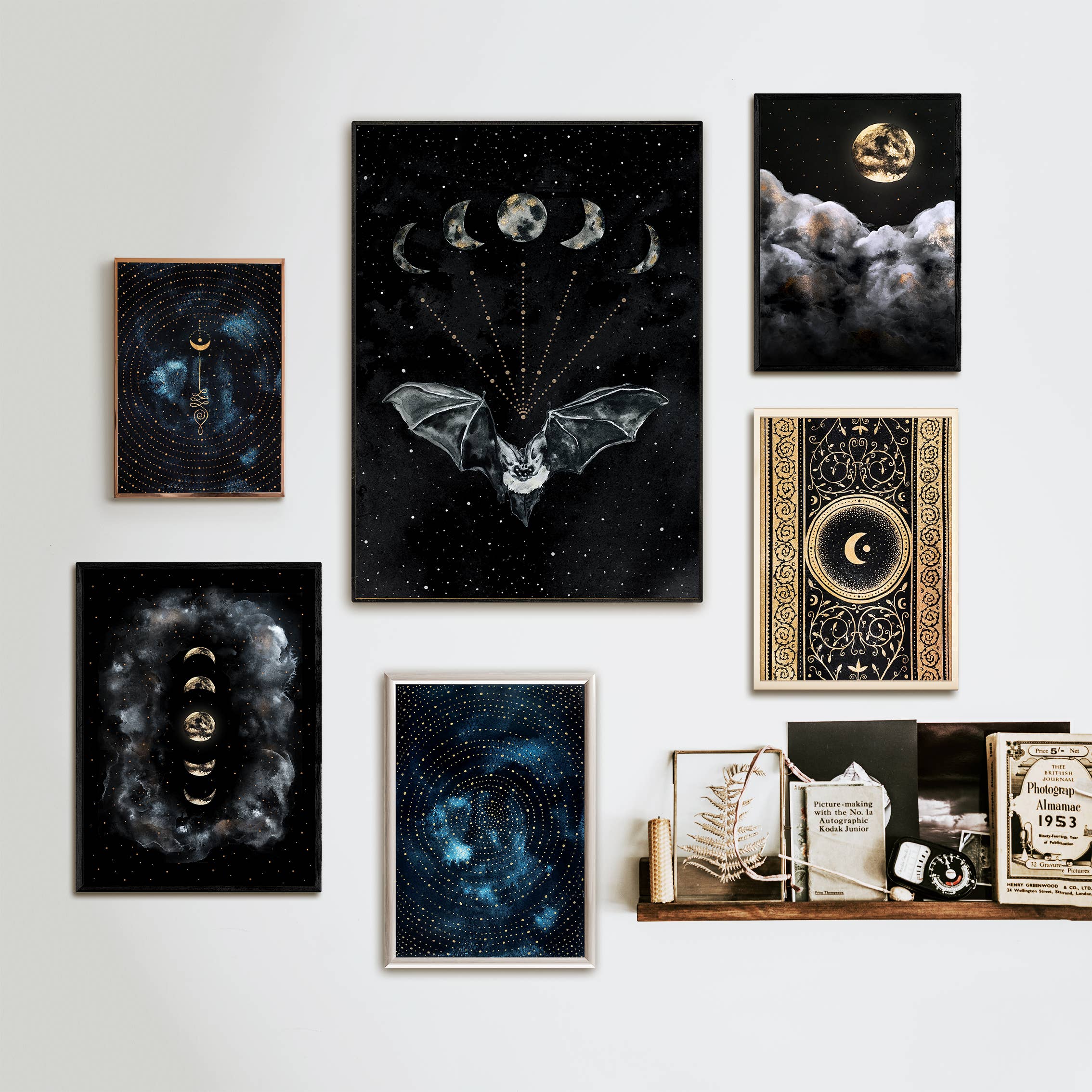 The Flow Design - Vente Affiche d'art - Affiche Chauve-souris et Phases de la Lune - Illustration ésotérique murale9