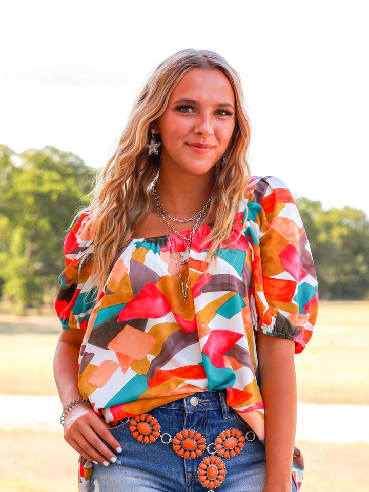 Fractal Fashion Geometric Print Top for wholesale by GRACE+EMMA by Southern Grace