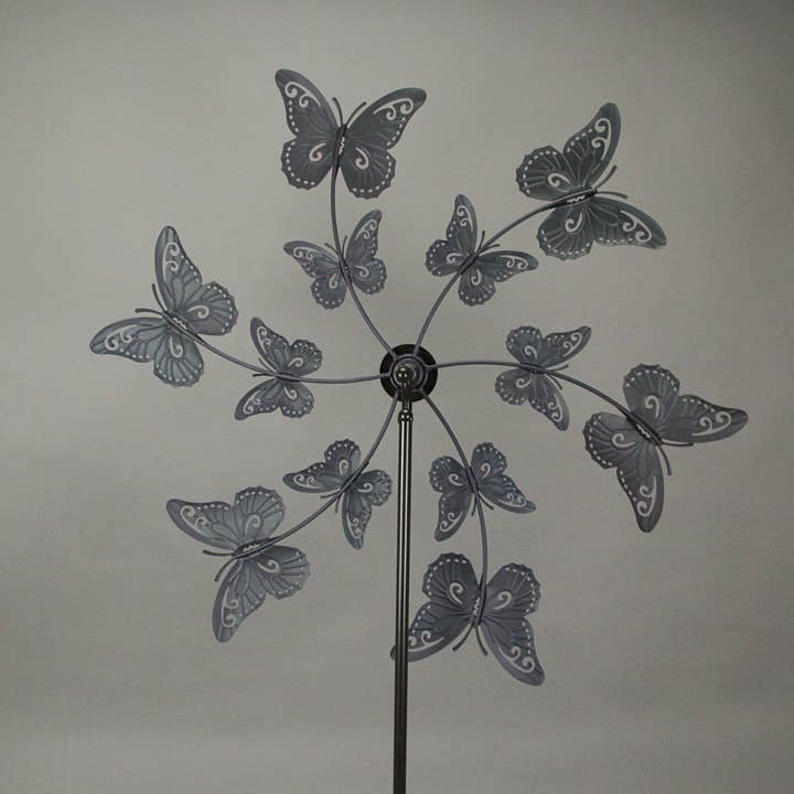 Things2Die4 - Wholesale Wind Spinner - Whimsical Laser-Cut Butterfly Kinetic Wind Sculpture Garden Twirler Spinner Stake - Vibrant Red and Blue Finish - 72 Inches High - Outdoor Decor Delight2