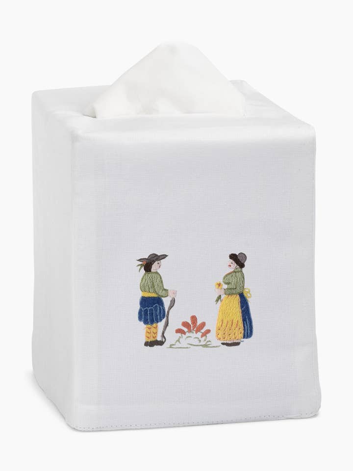 Quimper Tissue Box Cover for wholesale by Henry Handwork