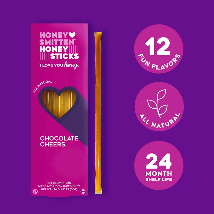 Honey Sticks, CHOCOLATE CHEERS. 14 units for wholesale by Honey Smitten