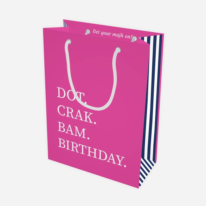Mahjong Birthday Dot Crak Bam Pink Gift Bag for wholesale by Hey Y'all Party