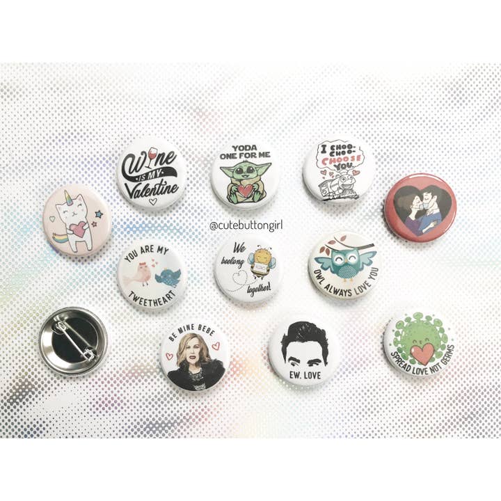 1.25in & 2.25in Valentine’s Day for wholesale by Cute as a Button Girl