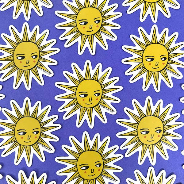 Gelbe Sonne "Shine On" Aufkleber für den Großhandel von The Artwork of Kristen Solecki