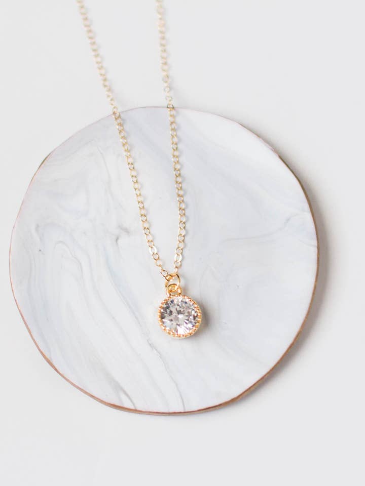 Gold Cubic Pendant Necklace for wholesale by Rachelyn Jewelry