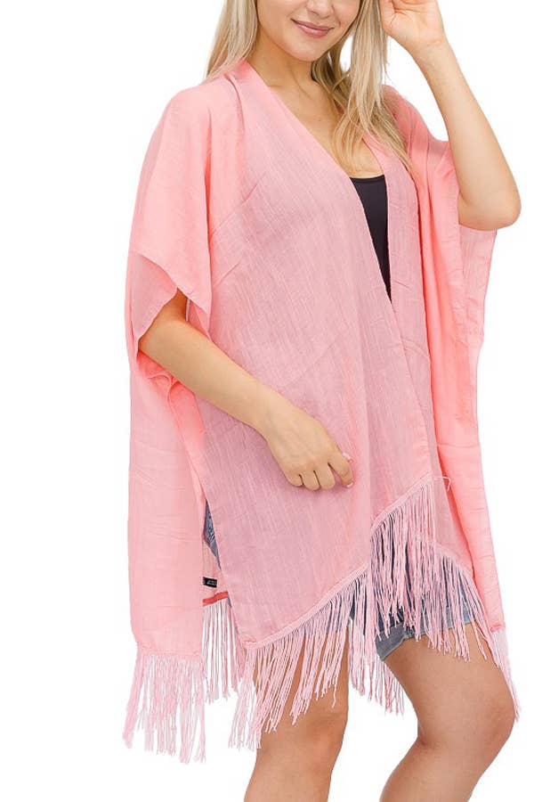 Cap Zone - Wholesale Kimono - Women's - Solid Chiffon Cover Up Kimono5