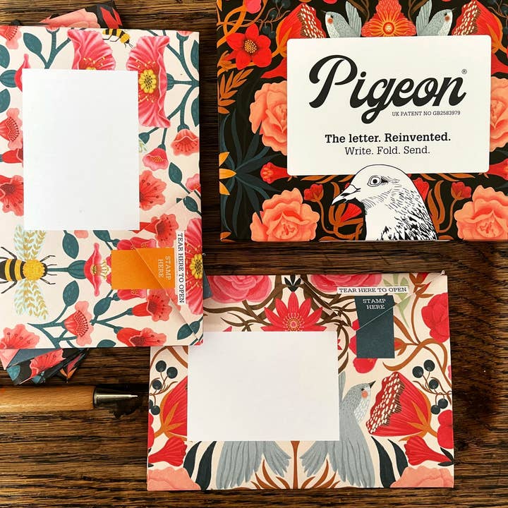 pigeonposted - Venta al por mayor Conjunto de papelería y tarjetas - Cartas Plegables con Tema de Pájaros, Brillantes y Hermosas, Paquete de 63