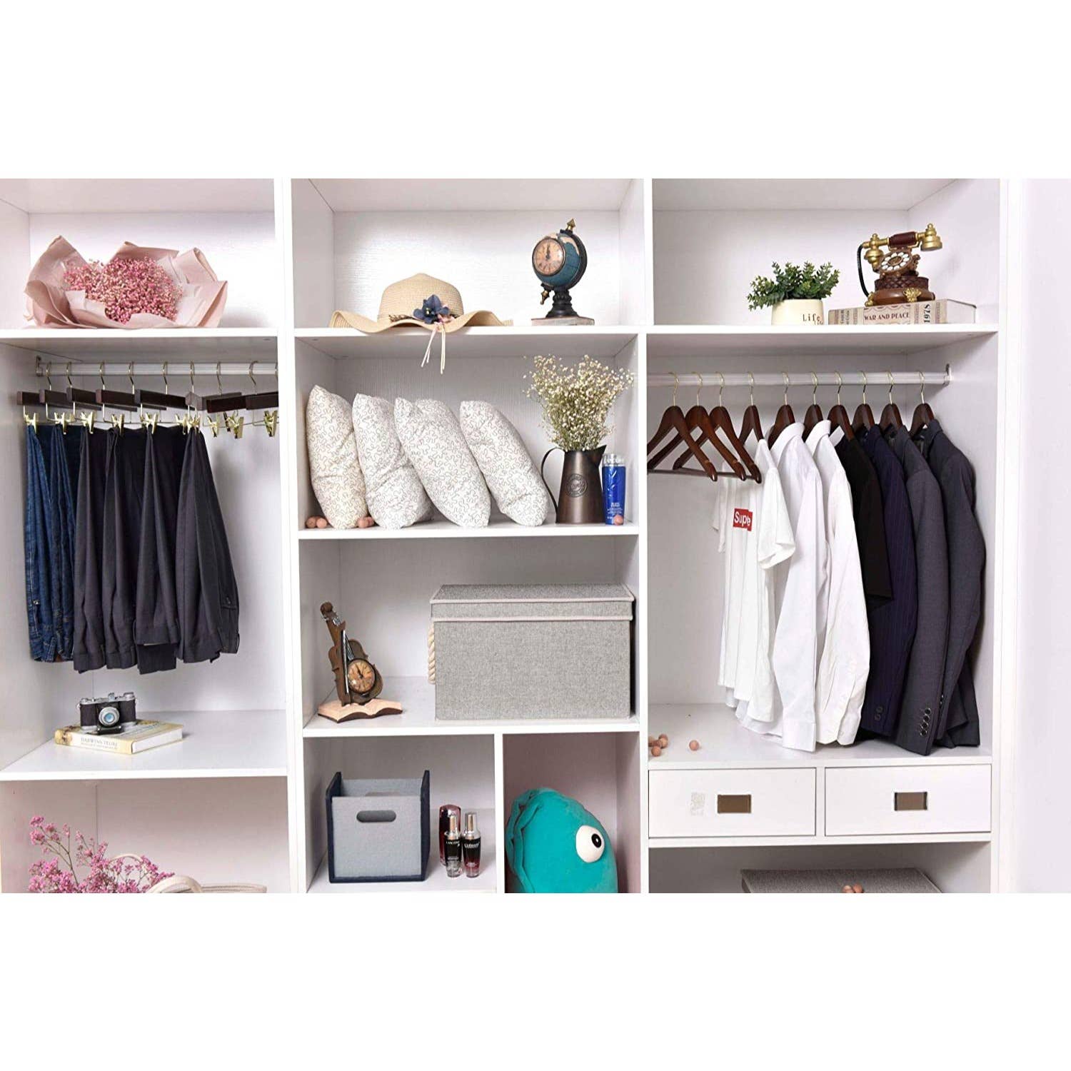 Quality Hangers - Wholesale Kleerhangers - W013 houten rechte rokkenhangers, 35,5 cm, walnoot met gouden haak, 100 stuks10